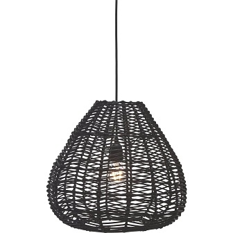 Duża rattanowa lampa wisząca Adelle czarna 43cm